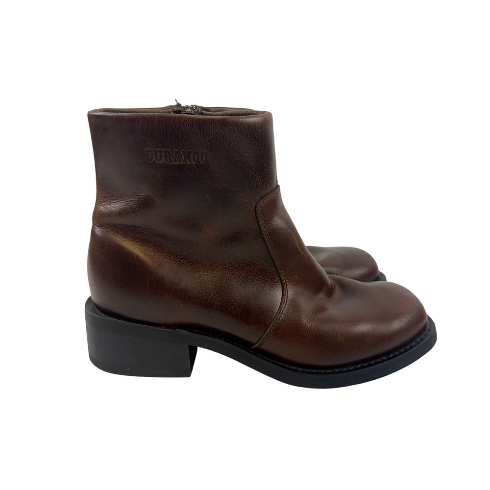 Durango Side Zipper Western Ankle Boot Brown Leather Biker SW2944 Men 7.5EE Wide